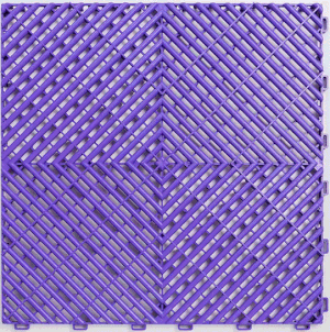 Close-up of a purple woven plastic lattice with geometric pattern