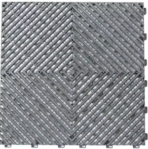 Close-up of a metal lattice with a diamond pattern.