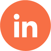 LinkedIn logo, a circular icon with an orange background and black lowercase 'in' lettering