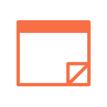 Icon of a picture with a mountain and sun, and a folded corner on the bottom right