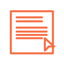 Icon of a document with a cursor arrow in the bottom right corner.