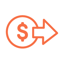 Icon of a dollar sign inside a circle with an arrow pointing to the right