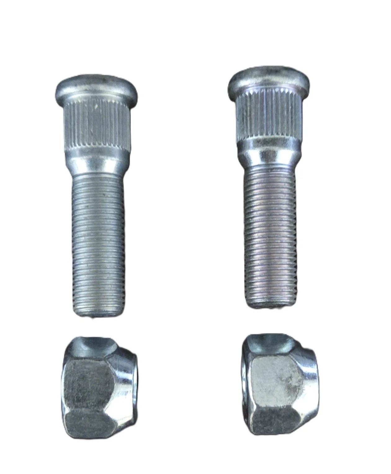 Trailer Axle Wheel Stud - 0.617" Knurl, 1/2"-20 Thread Size, 2" Shoulder Length - 1/2-20+LUG NUT (2-Pack)