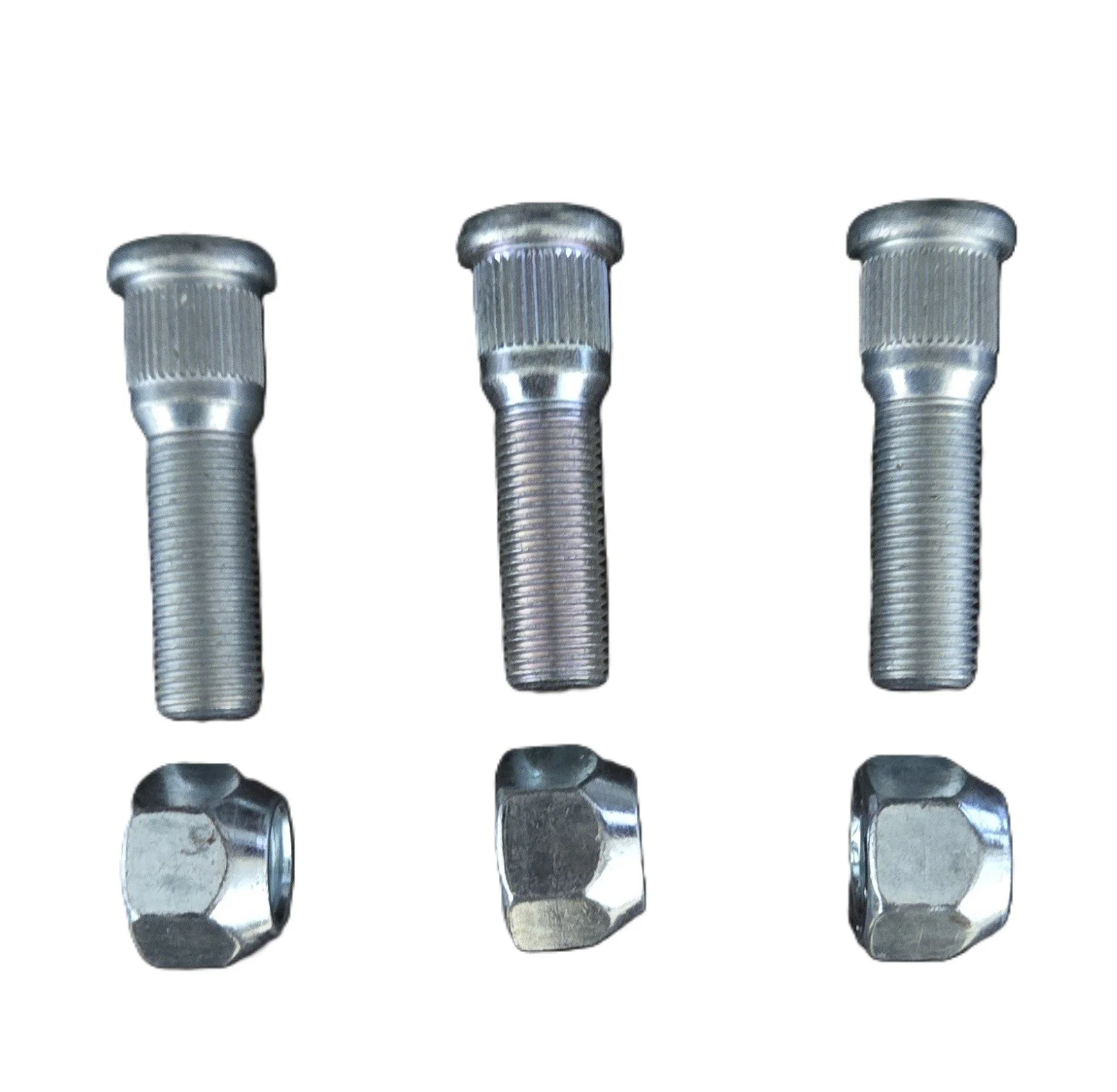 Trailer Axle Wheel Stud - 0.617" Knurl, 1/2"-20 Thread Size, 2" Shoulder Length - 1/2-20+LUG NUT (3-Pack)