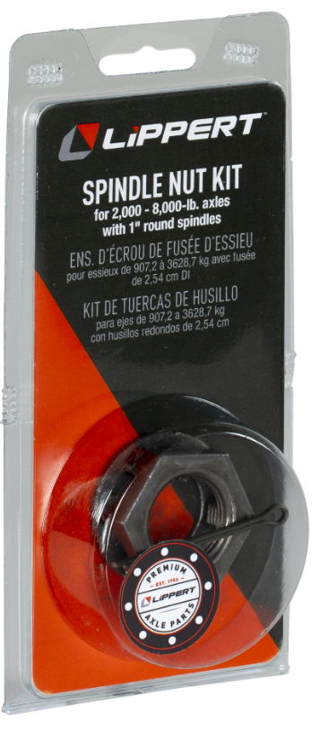 2,200-4,400-lb. Axles, Spindle Nut Kit -  1"-14 Thread Size, Round Washer