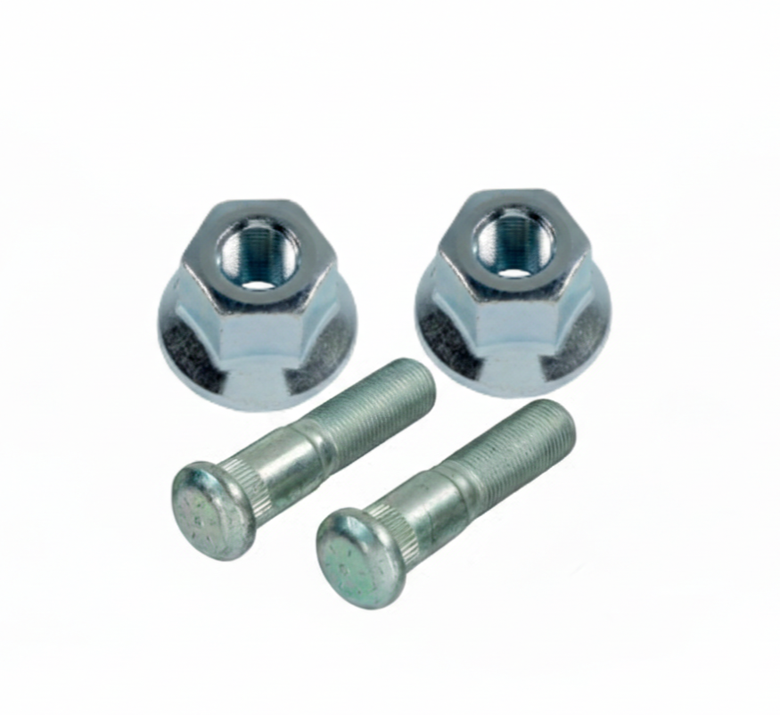 Trailer Axle Wheel Stud - 0.689" Knurl, 5/8"-18 Thread Size, 2-3/4" Shoulder Length + Wheel Nuts (4-Pack)
