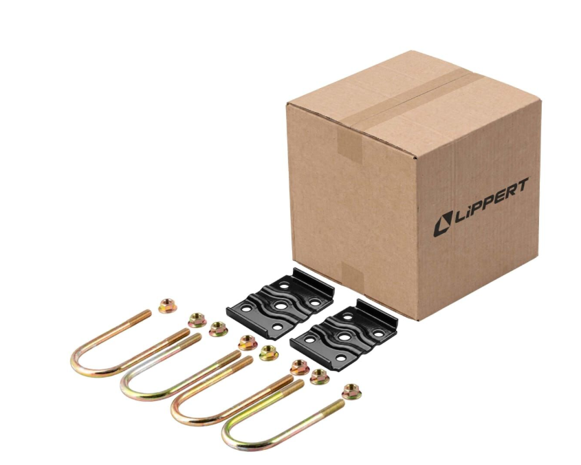 Trailer Axle U-Bolt Mounting Kit - 3,500-lb. Axles, 2-3/8" Axle Tube, 1/2"-20 Thread Size, 5-1/8" Length