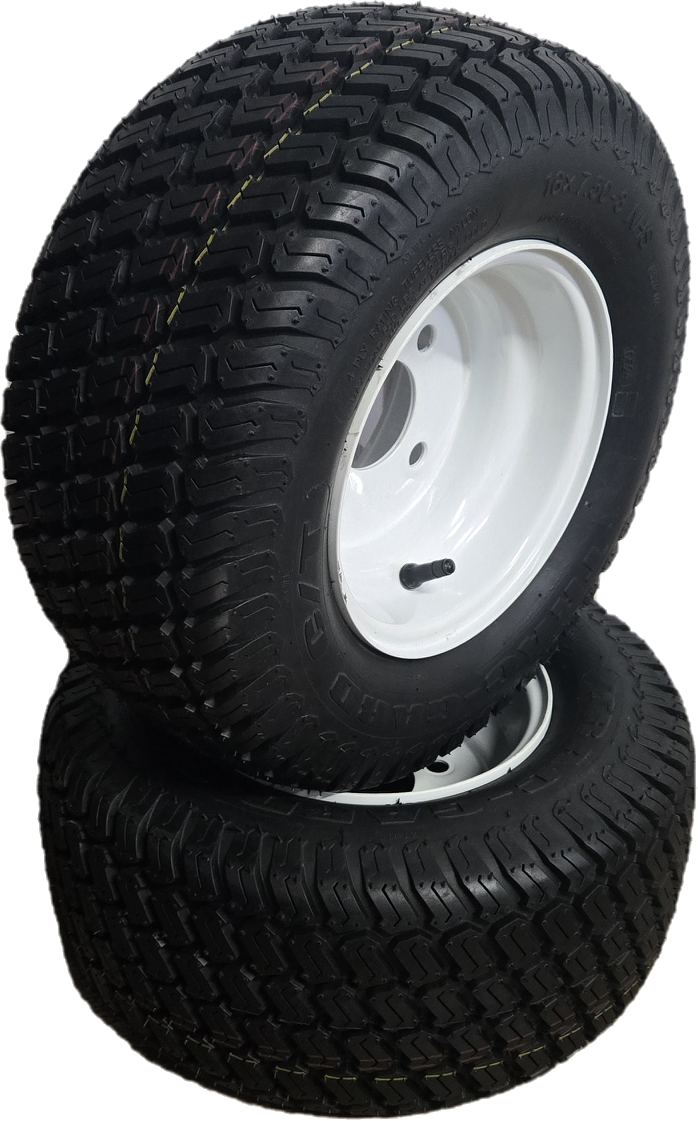 ( SET 2 ) 16x7.5-8 4Ply Turf Tire and 8x5.375 4 on 4 Wheel Assembly