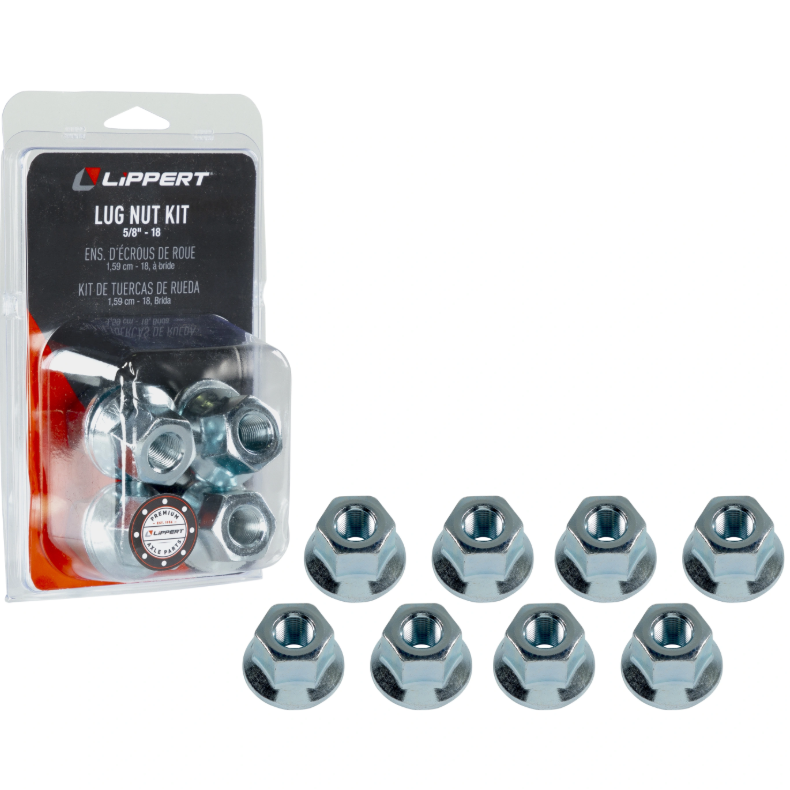 Trailer Axle Hex Flange Lug Nut - 5/8"-18 Thread Size (8-Pack)
