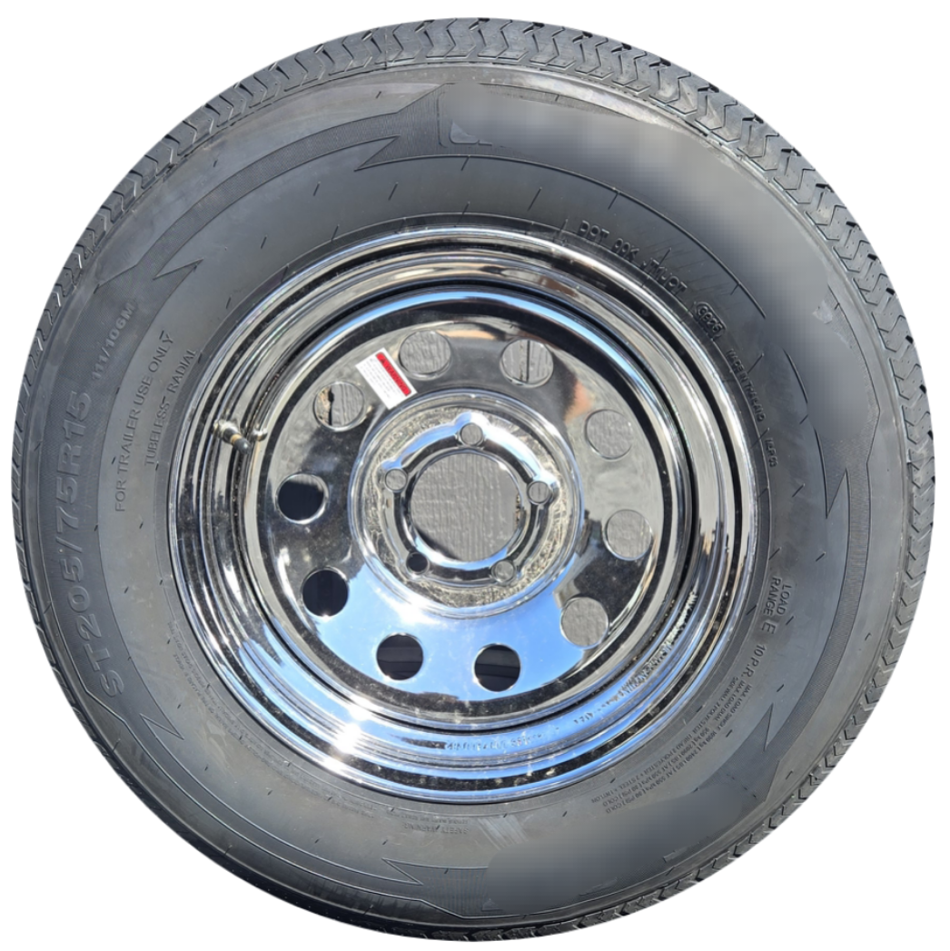 ST205/75R15 Wheel and Tire Assembly 5lugs 4.5" Pvd