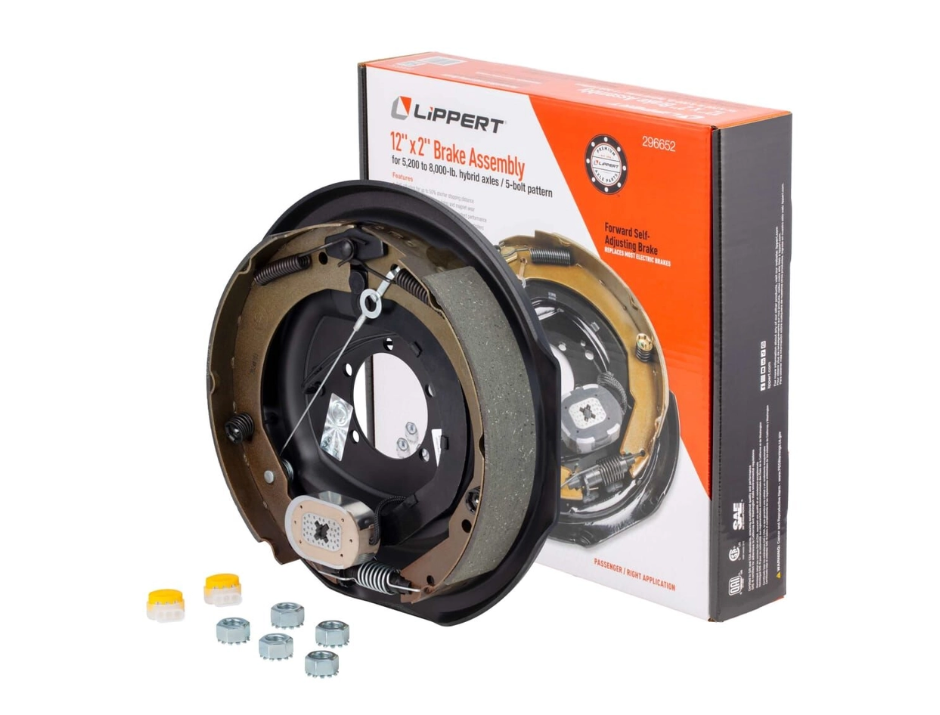 5,200-6,000-7,000-lb. Lippert Forward Self-Adjusting Trailer Brake Assembly - 12" x 2" Brake Size, 5-Bolt.