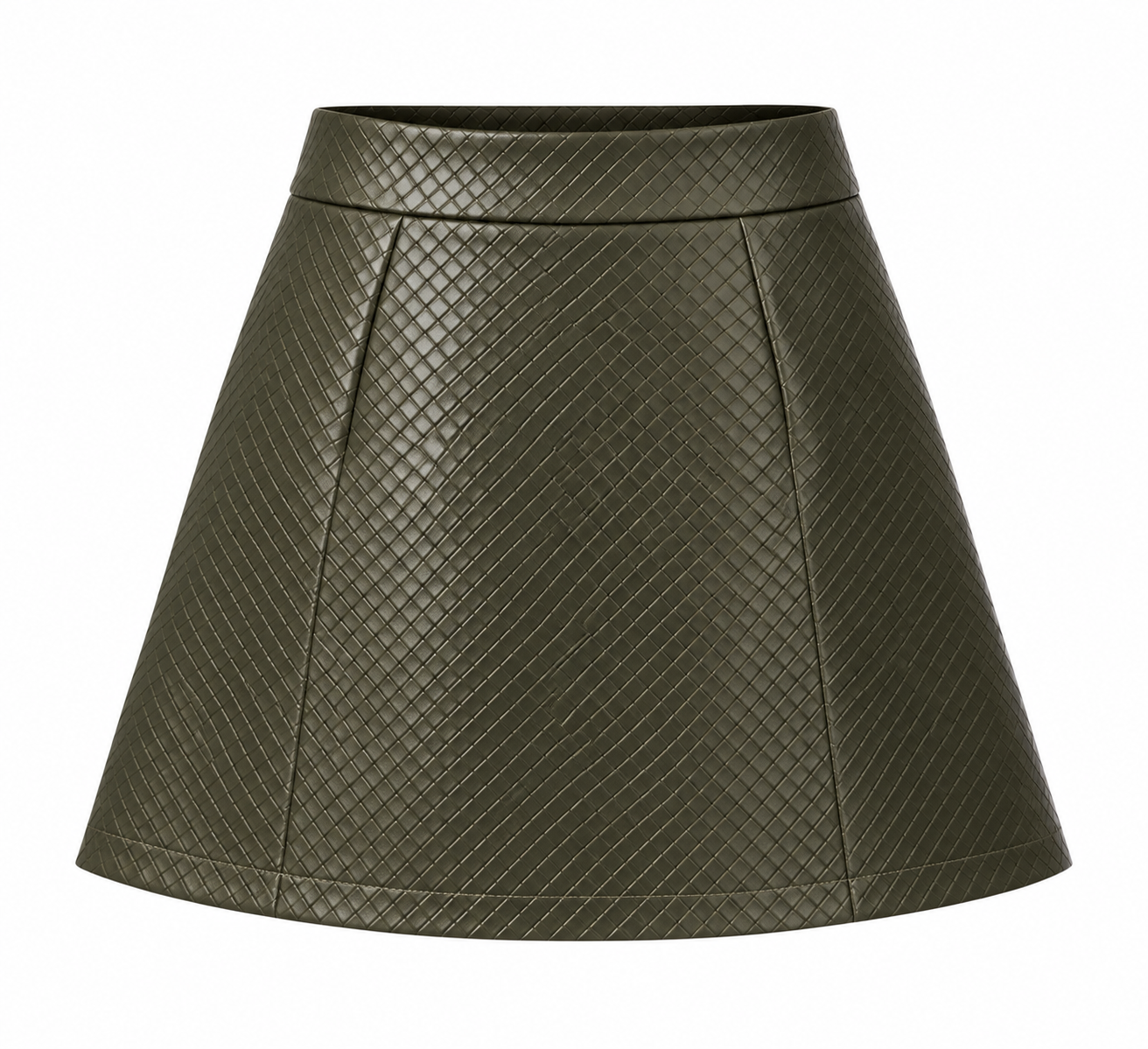 Woven-Effect Vegan Leather Mini Skirt