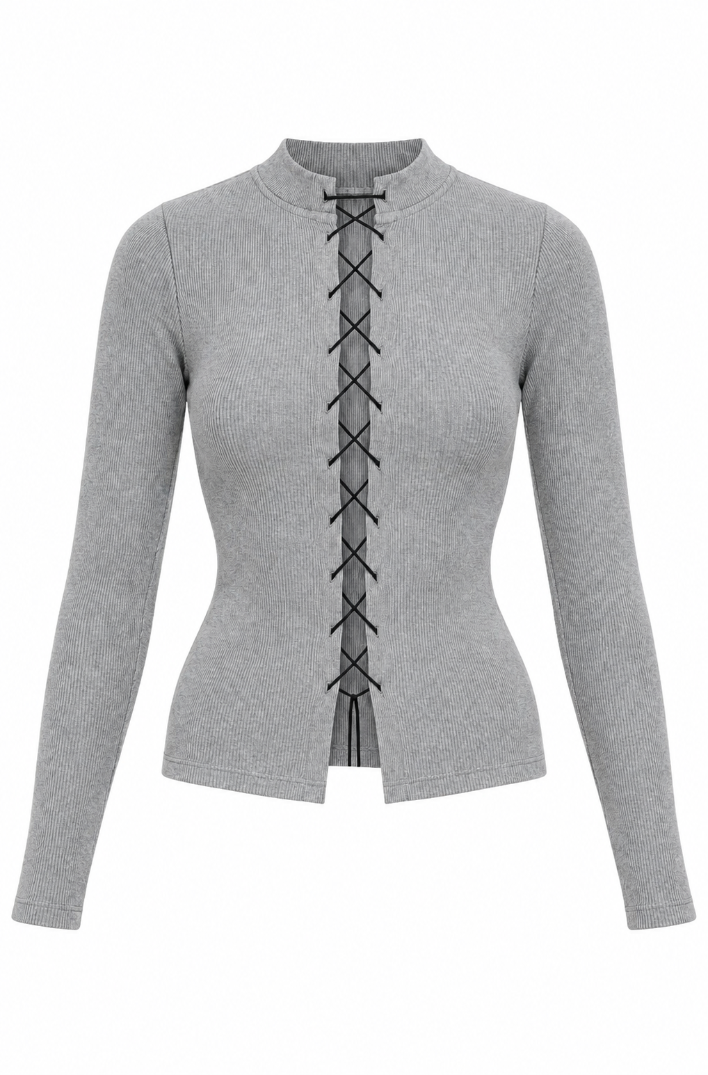 MJREVER X DŌSO LACE UP RIB TOP GREY