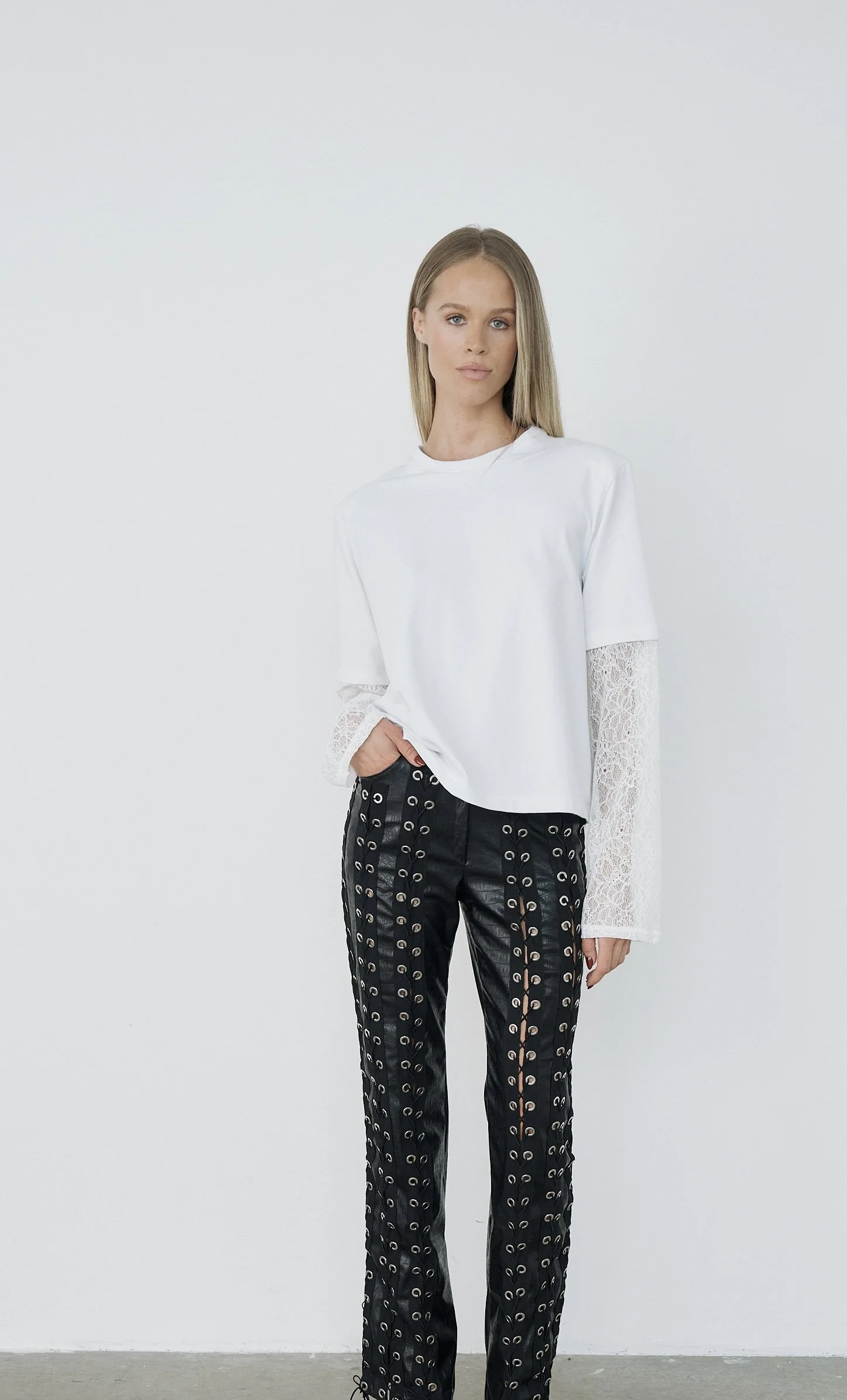 Handmade Lace-Up Vegan Leather Pants. Preorder 5-7 business days.