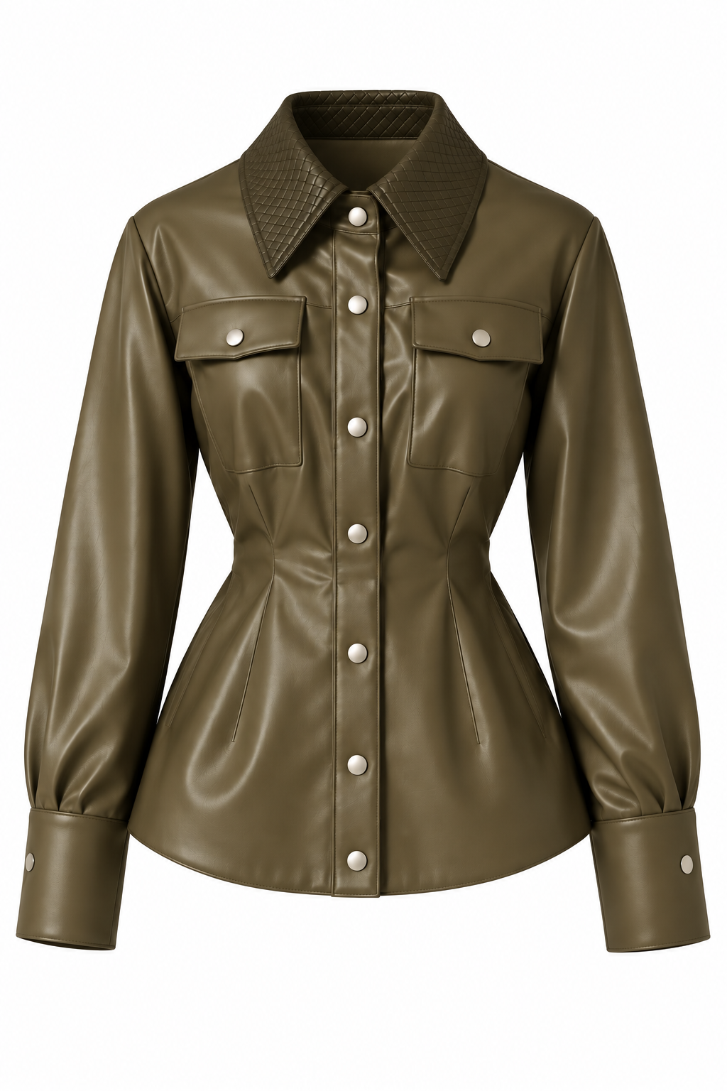 Limited edition Fitted Vegan Leather Shirt Jacket