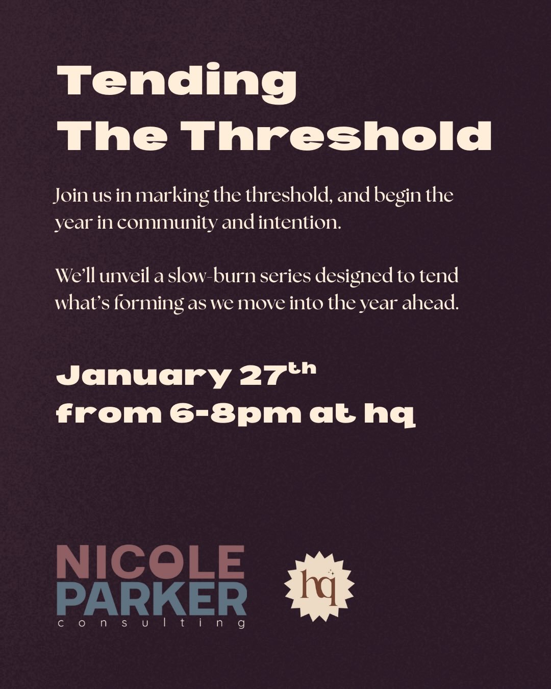 Welcome to the threshold.
The space between what was and what&rsquo;s becoming.
A moment of transition that deserves care, not urgency.

Tending the threshold means staying long enough to gain clarity and direction, building real momentum through ref