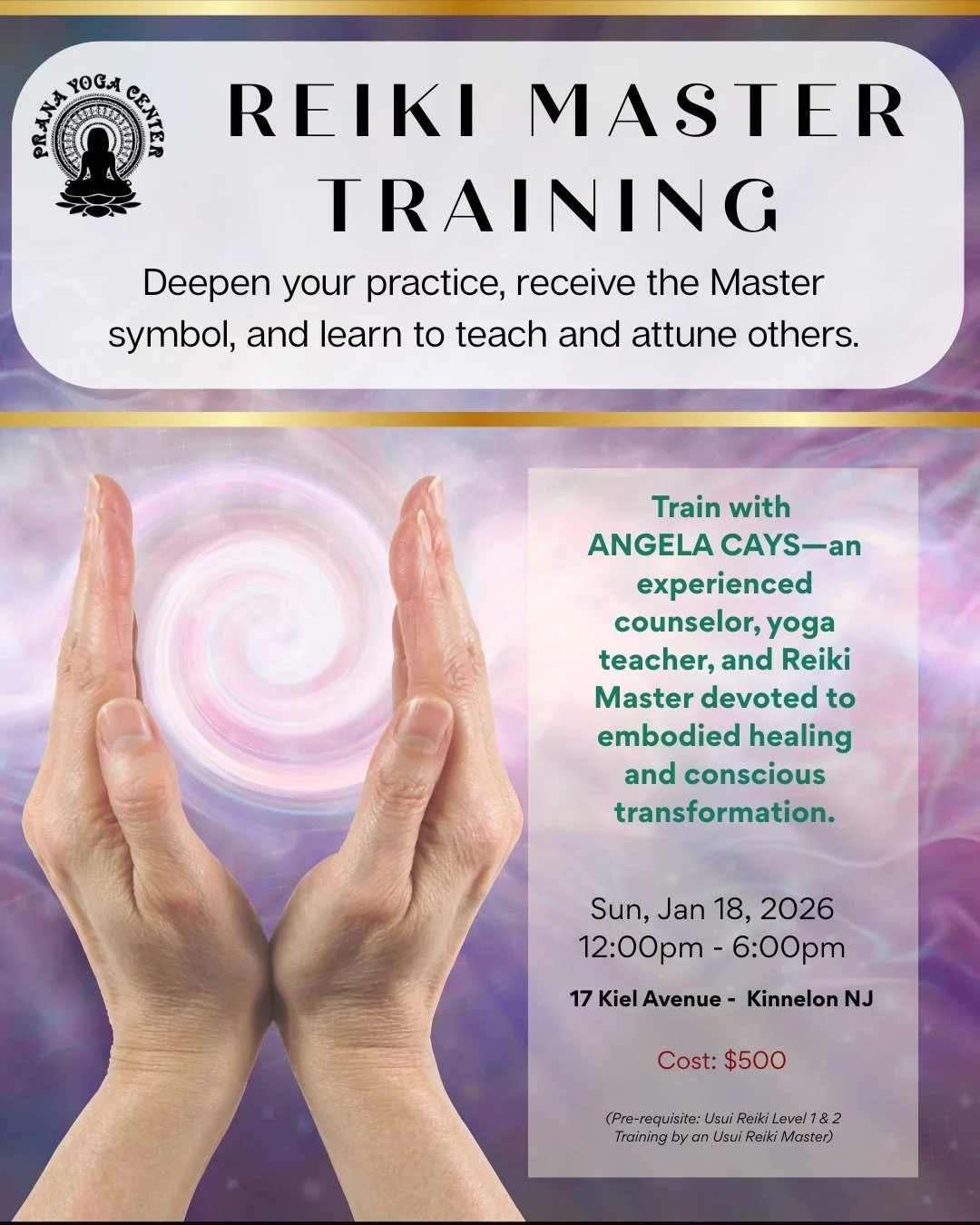 Our Reiki Master Level Training is an invitation to refine your practice, receive the Master symbol, and learn how to initiate and attune others through Reiki Levels 1, 2, and Master. Guided by Angela Cays, LPC, Reiki Master, and longtime yoga educat
