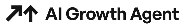 Text that says 'AI Growth Agent' with an upward arrow above the text.