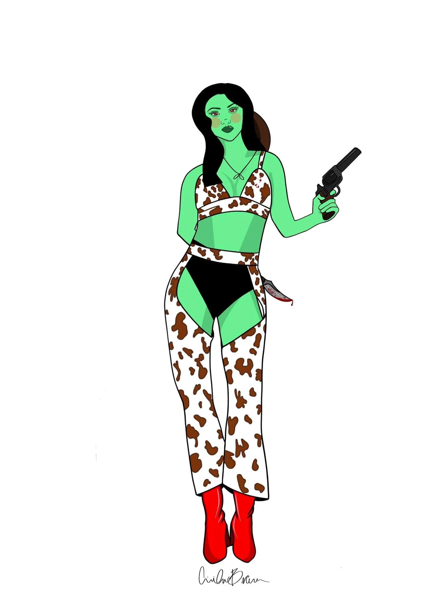 Space Cowgirl with Plain Background Print