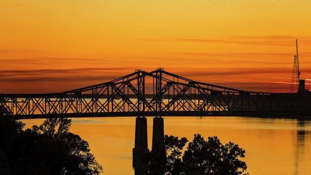 Sunset Over The Mississippi River in Natchez, Mississippi
