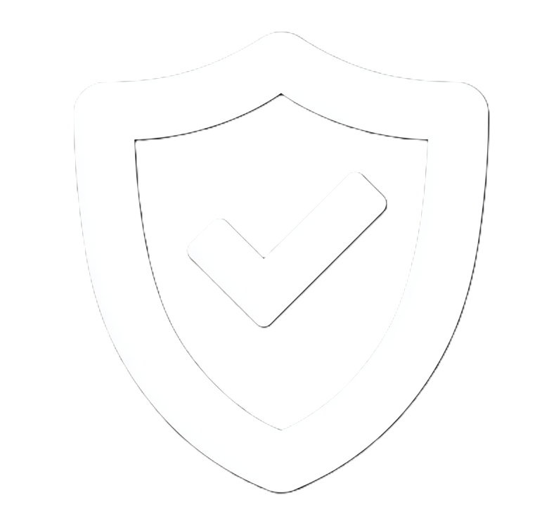 A black and white icon of a shield with a check mark inside.