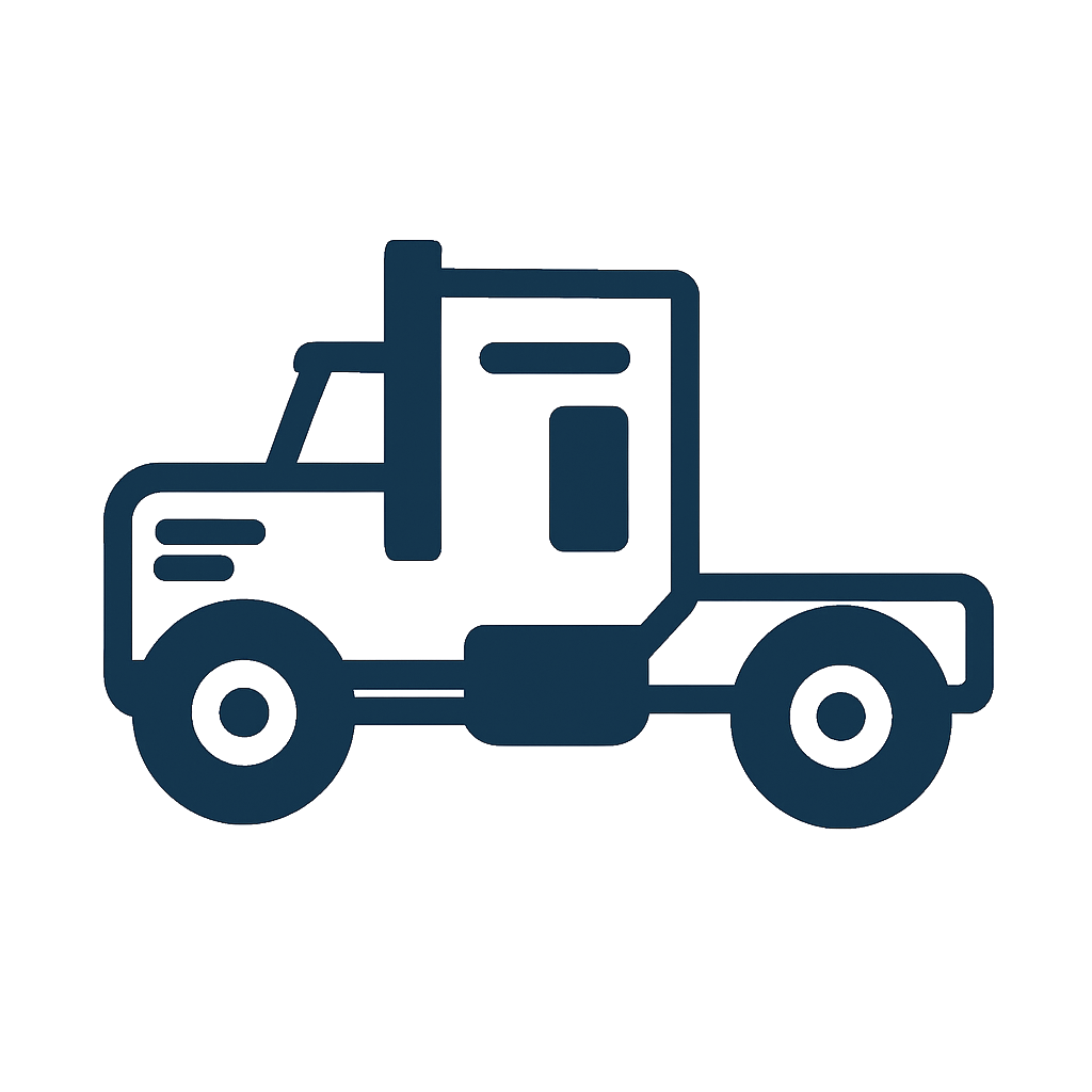 Line drawing of a semi-truck or tractor-trailer