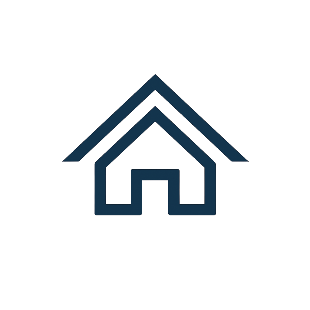 Blue outline of a house on a black background with the text 'Your Home, Our Priority' underneath.