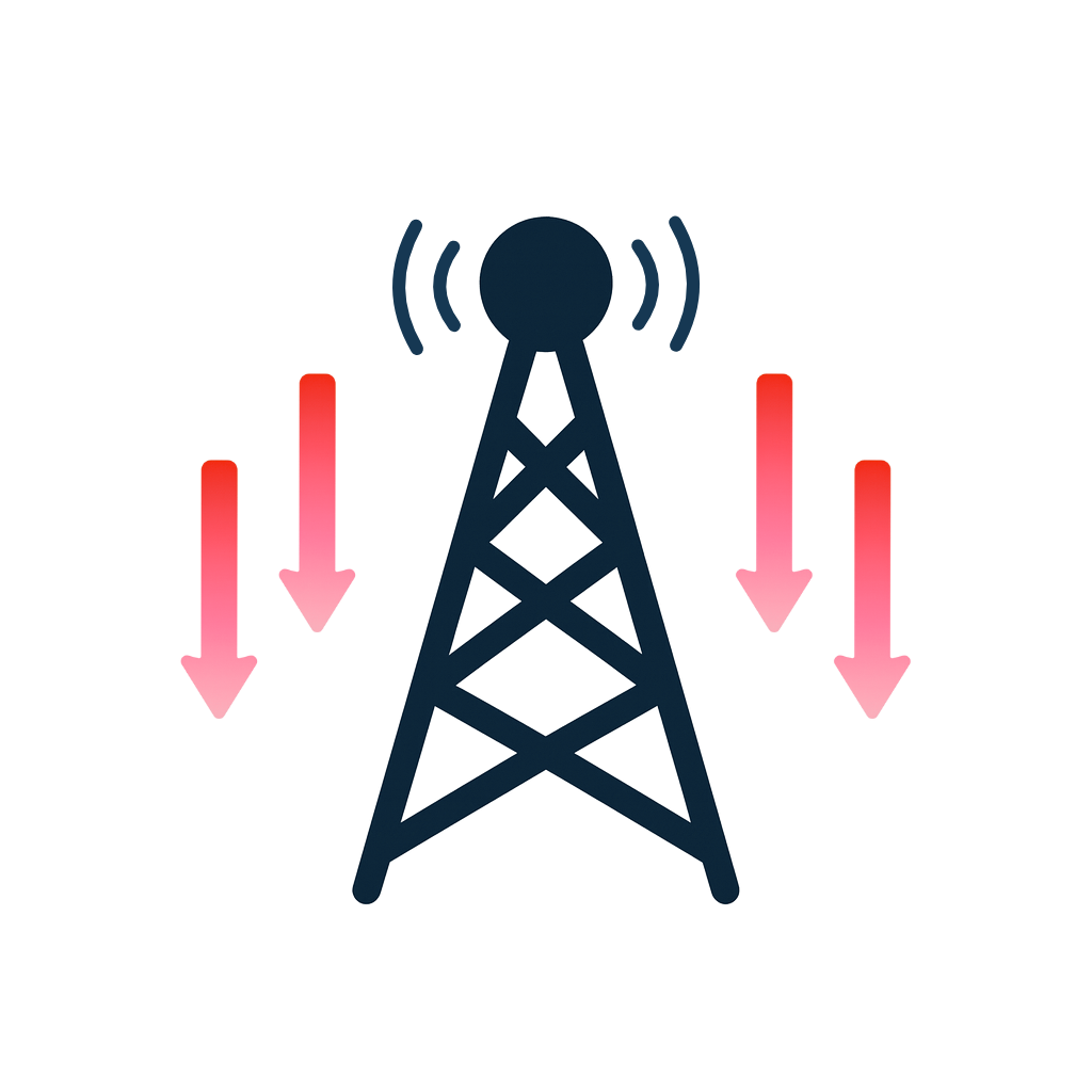 Illustration of an oil drilling rig with downward red arrows indicating a decrease in oil prices.