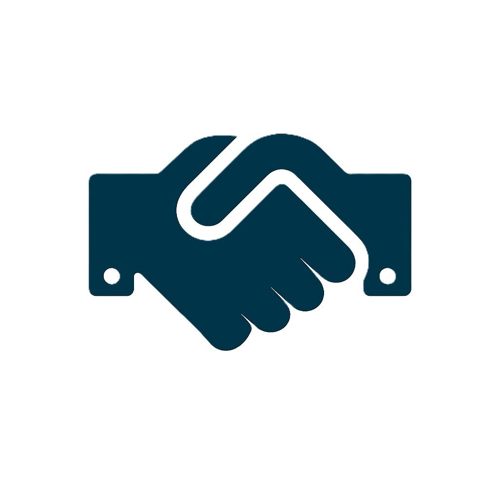 Icon of two hands shaking, symbolizing agreement or partnership.