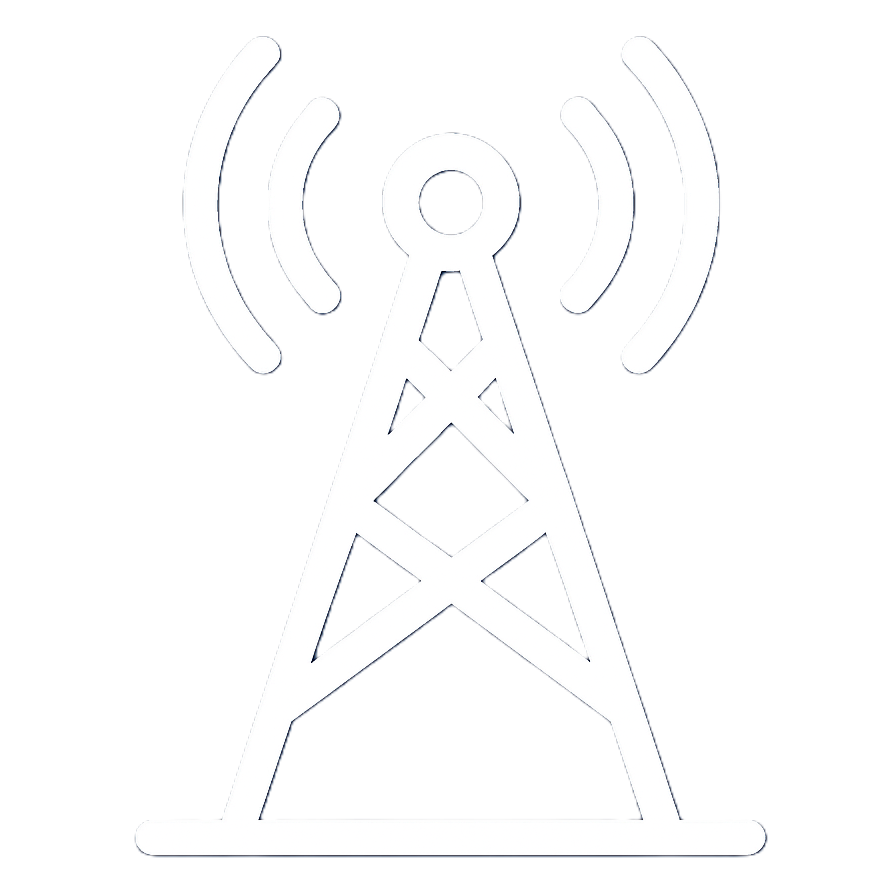 Icon of a radio tower transmitting signals.