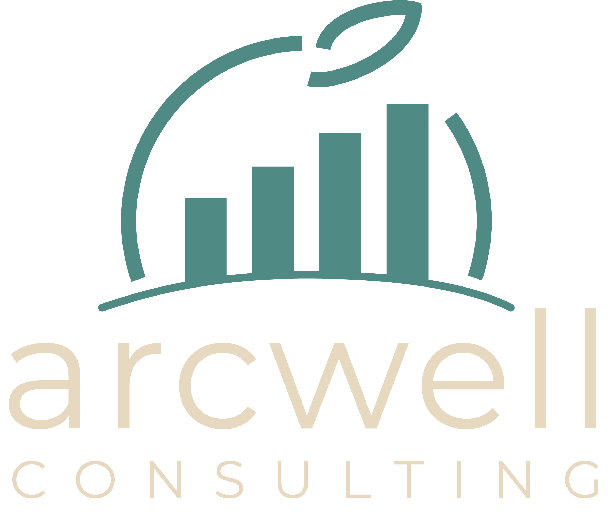 Arcwell Consulting logo with a stylised bar graph and leaf design.