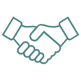 Outline of a handshake between two hands.