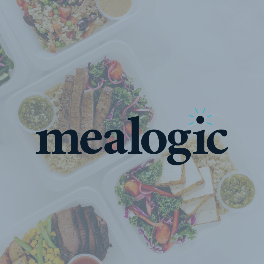 Assorted food containers with salads, grilled meat, bread, and dips.