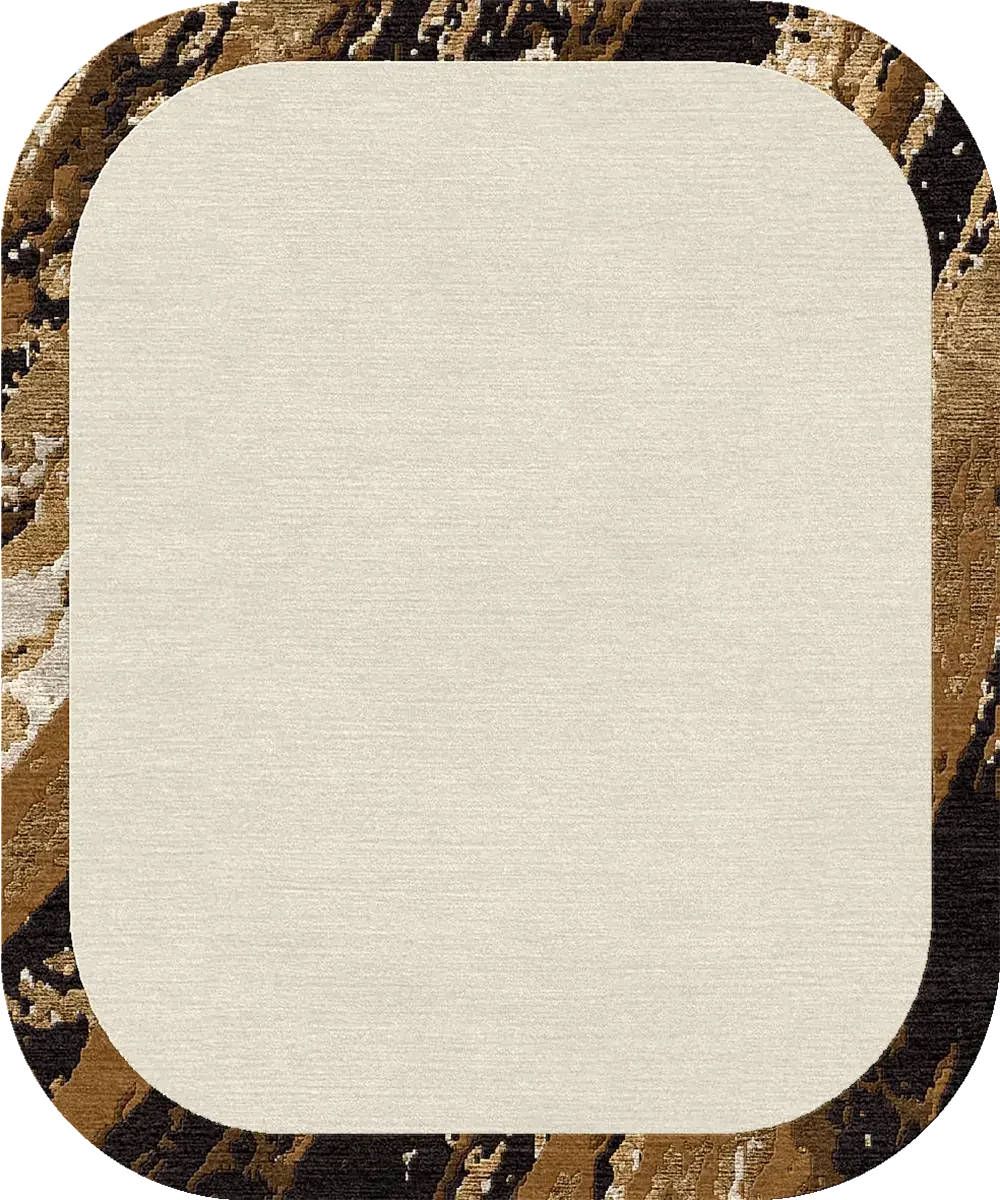 Un tapis en forme de guirlande avec une surface centrale beige