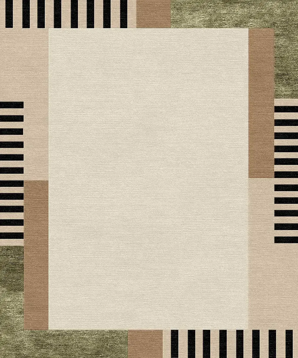 Une image de motifs géométriques abstraits aux couleurs neutres, comprenant des lignes noires, des rectangles beige et marron, et des textures variées.