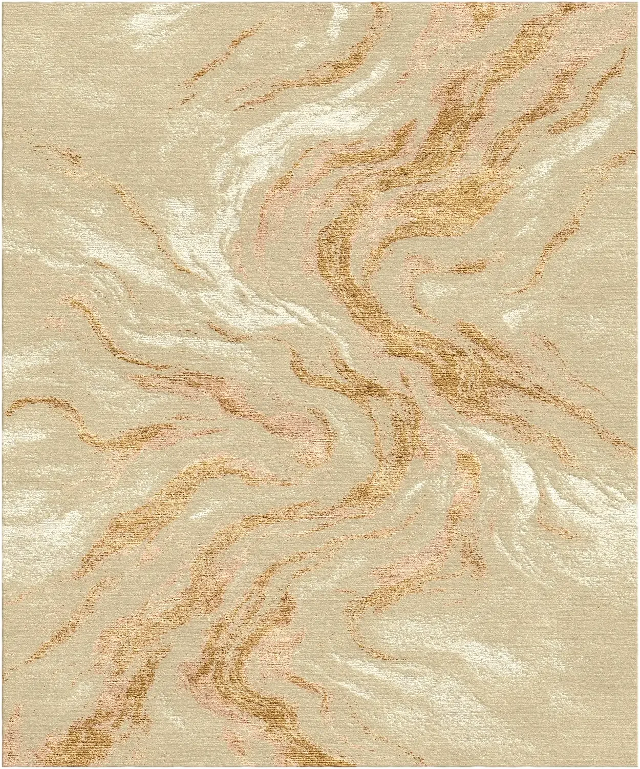 Tapis beige avec motifs ondulés marrons et blancs