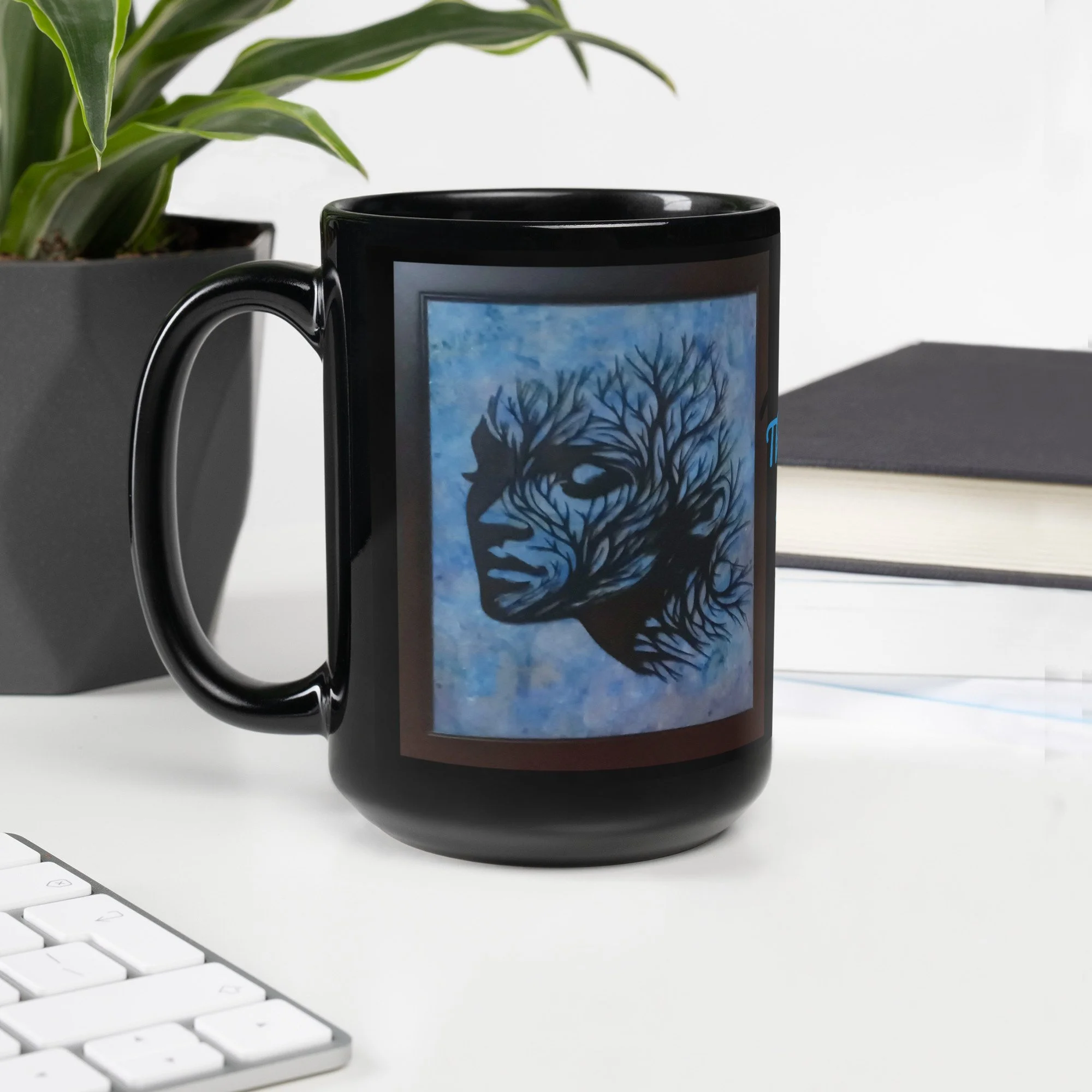 Black Glossy Mug The blue lady