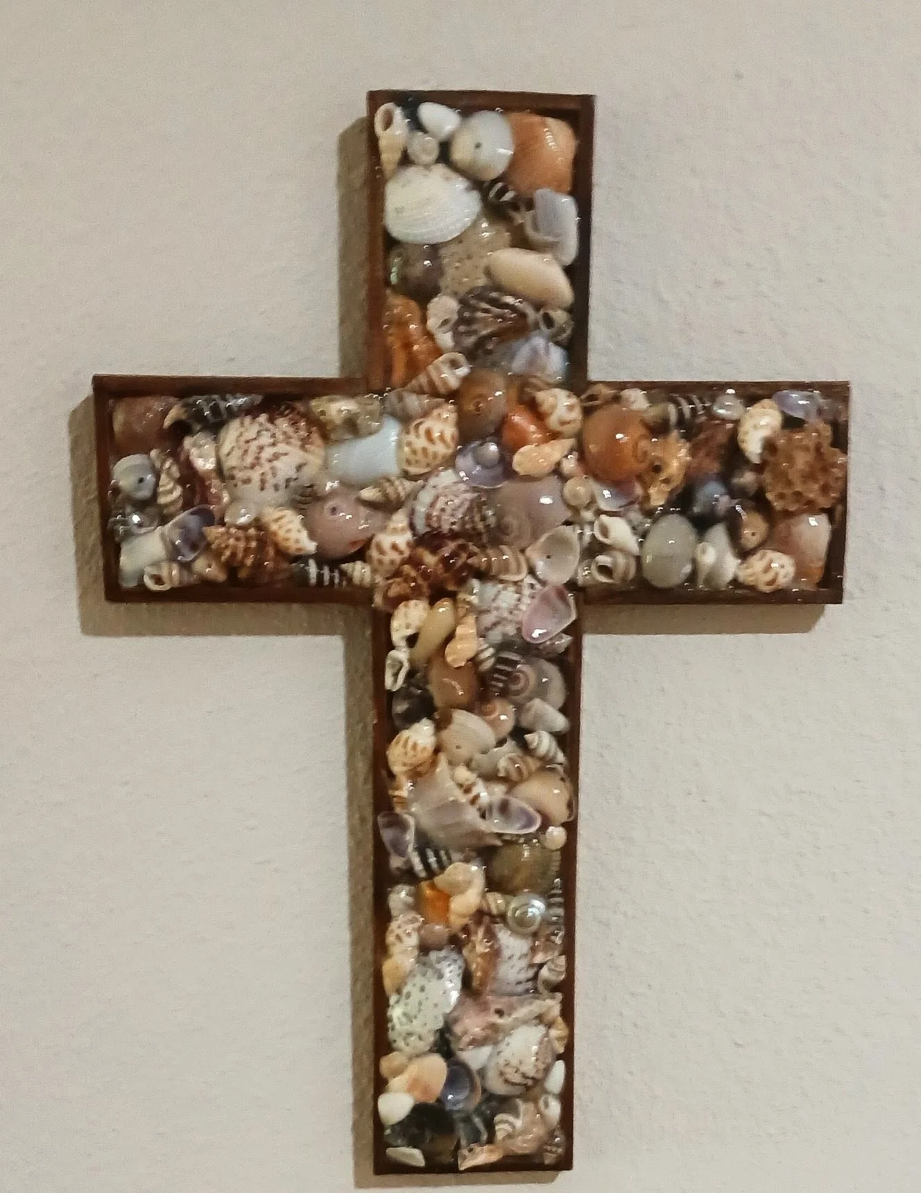 Seashell Mosaic Cross Wall Decor