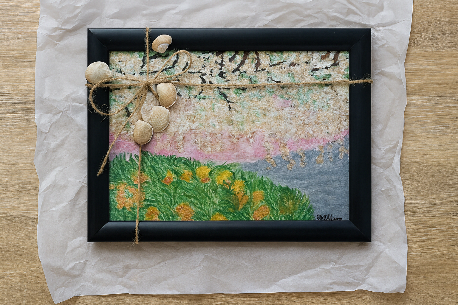 White Dogwood Tree – Seashell Art 16 x 20