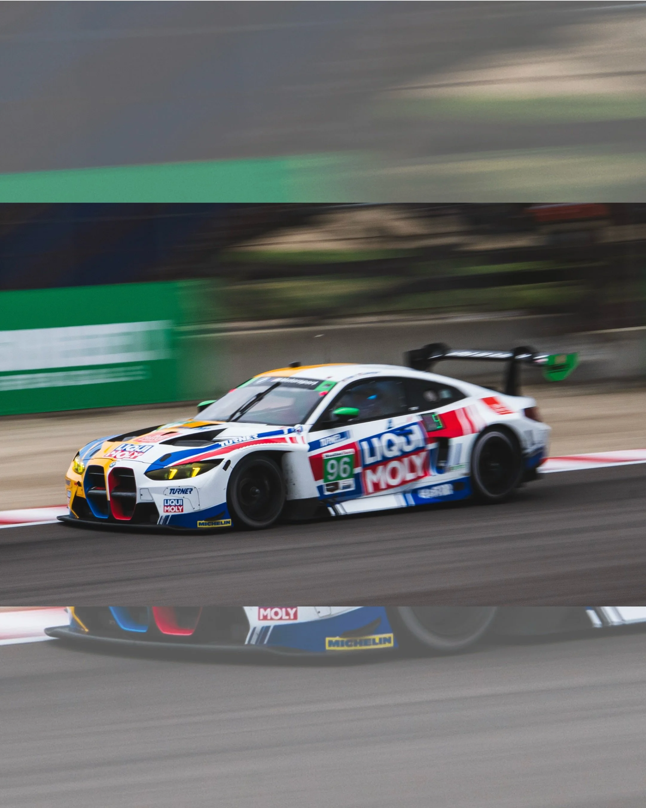 What a machine. @andy_blackmore_design did an incredible job with this split livery for Throwback Weekend in Monterey 🤩 

📍 @weathertechraceway Laguna Seca
🗓️ @imsa_racing Monterey SportsCar Championship
🚗 @turnermotorsport @willturnerbmw 
👨&zwj