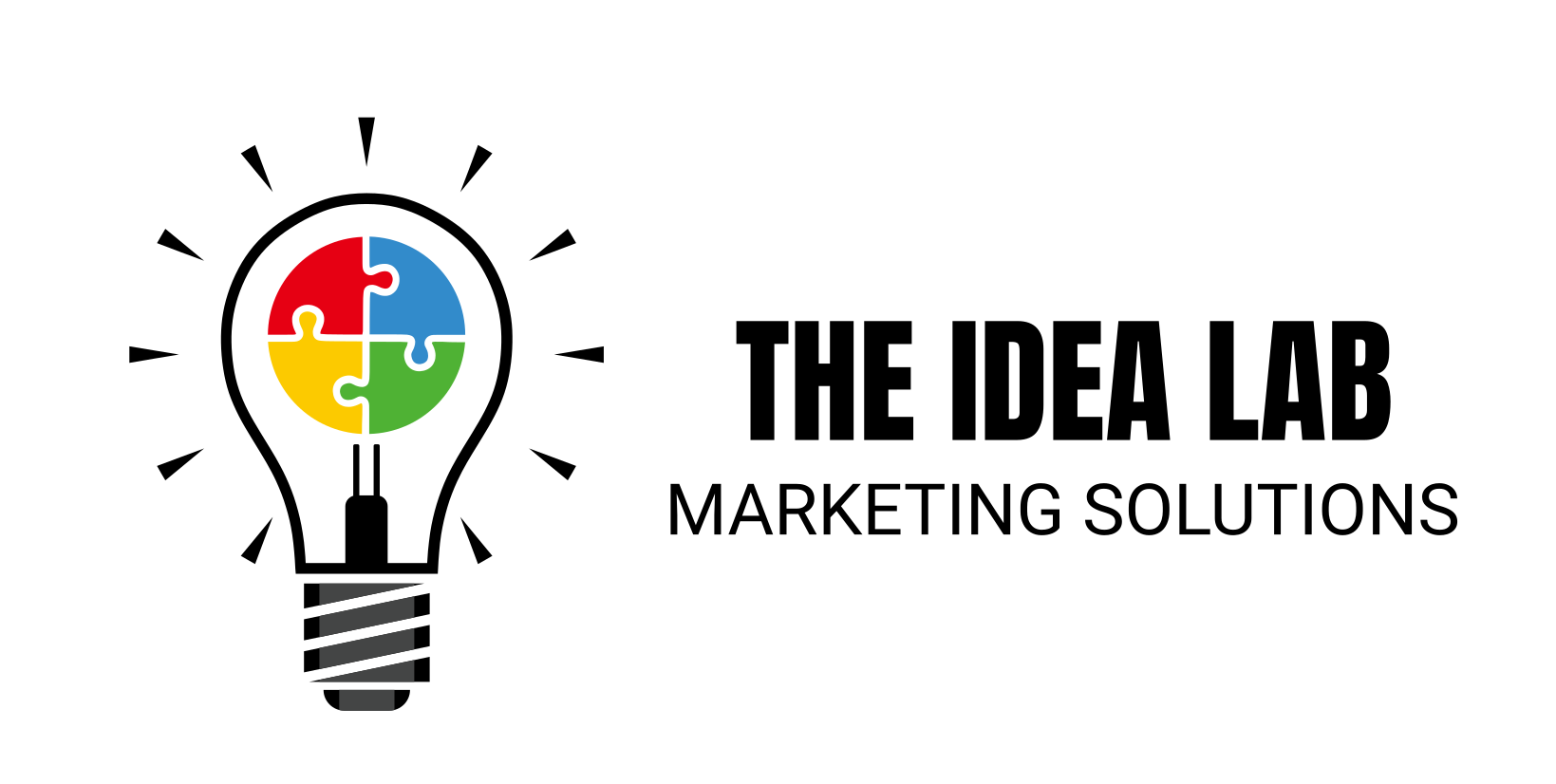Logo featuring a lightbulb with a multicolored puzzle piece inside and the text 'The Idea Lab Marketing Solutions.'