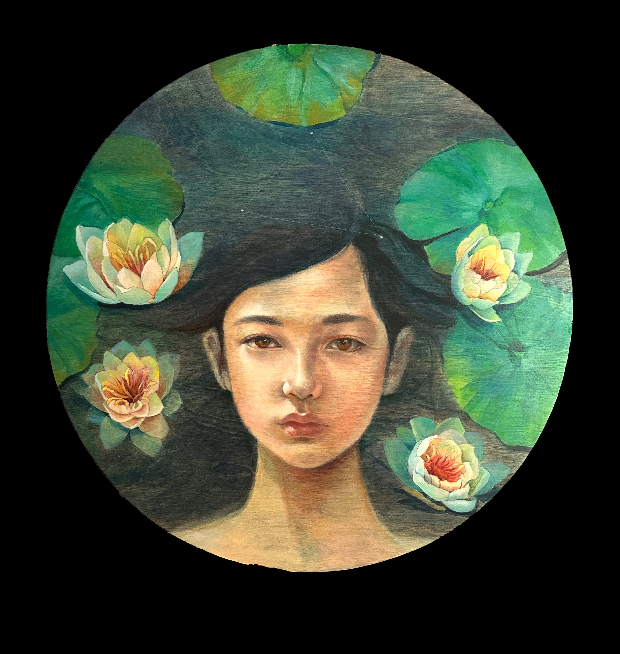 Summer Triangle, oil on wood, 24" x 24", 2026