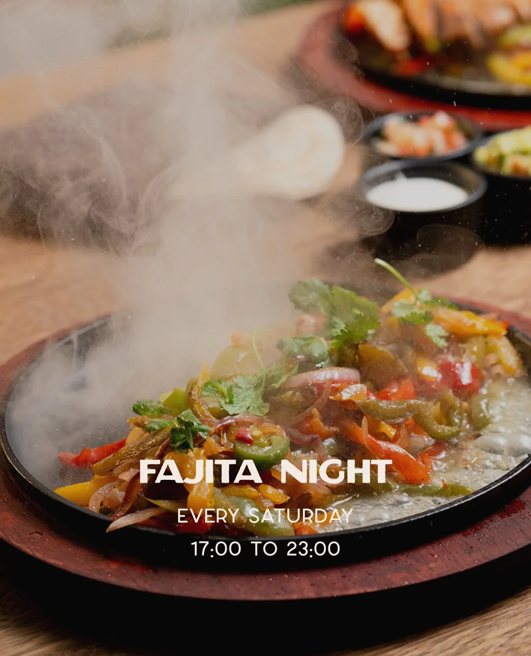 Bring the sizzle to your Saturday!

Our signature Fajita Experience serves up a starter, two signature fillings &amp; sides with fresh tortillas &mdash; all for QAR 165.
Add a Margarita Pitcher for QAR 150 and make it a fiesta to remember. 🍸🔥

Ever