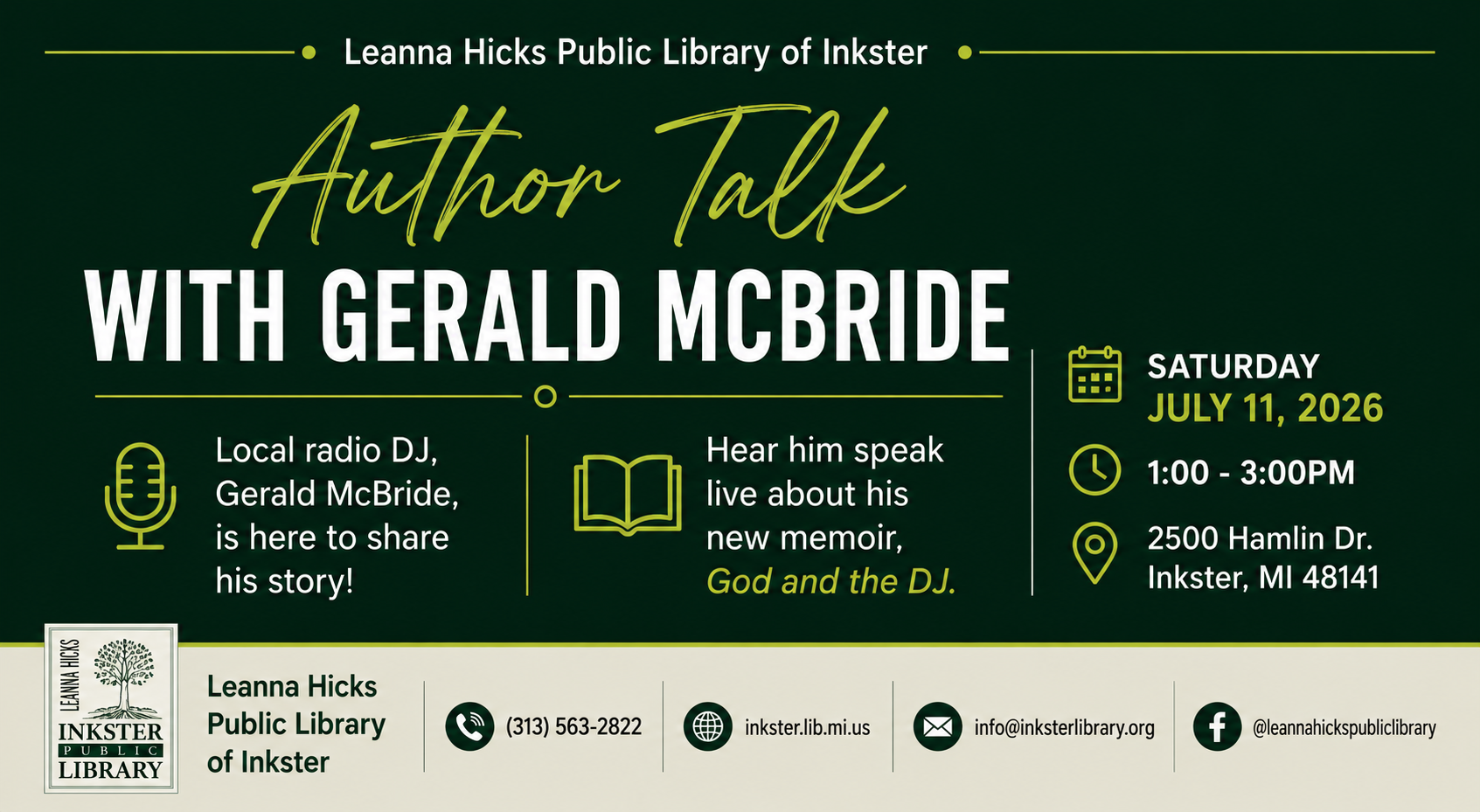Author Talk with Leanna Hicks Public Library