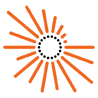 A loading circle on an orange background, indicating a buffering or wait state.