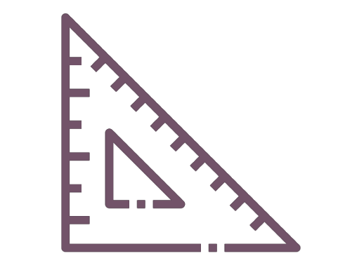 Geometric drawing of an outline square with sections divided by vertical, horizontal, and circle lines.