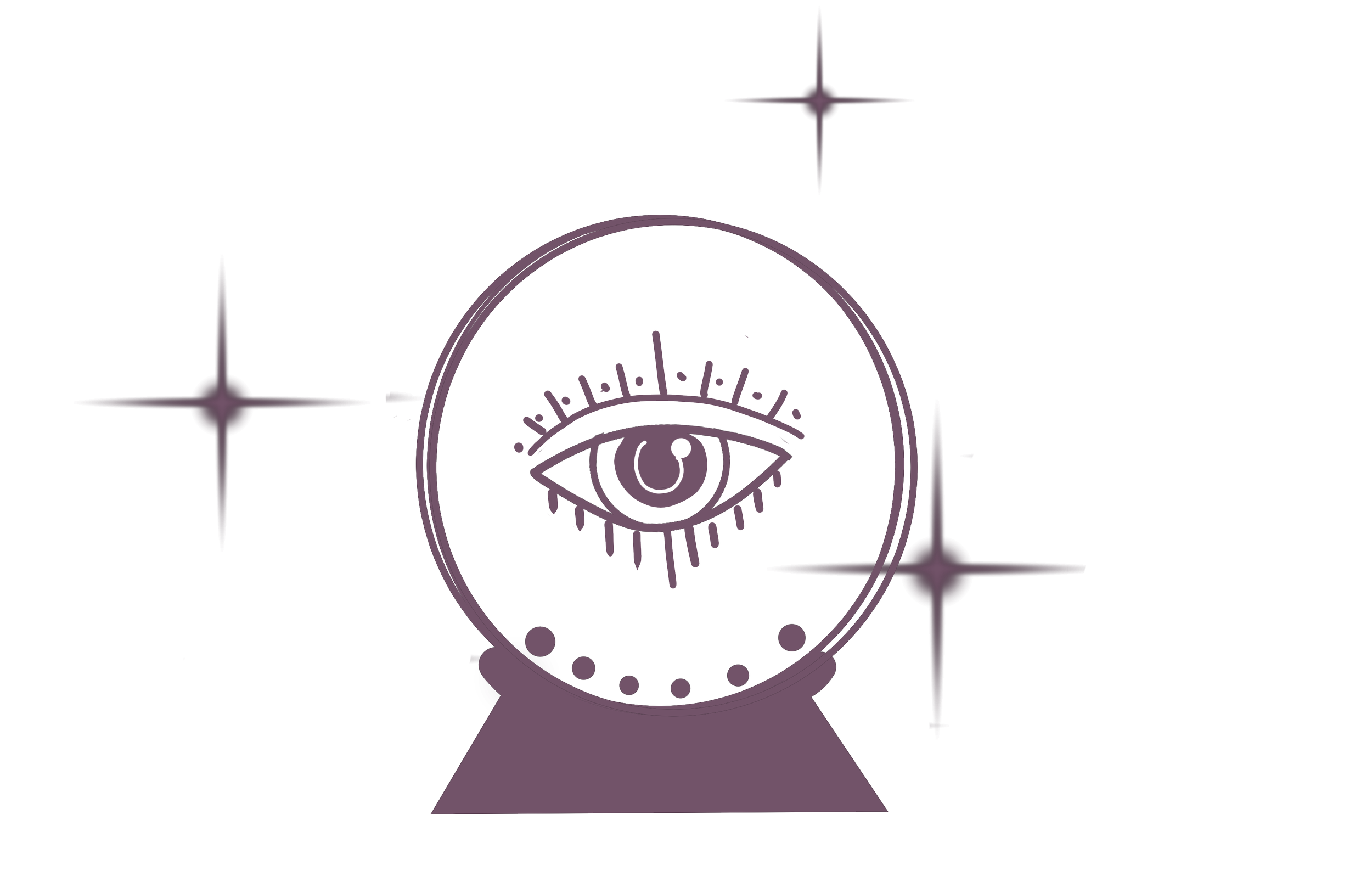 Geometric drawing magic ball and and eye in it with sprinkles around 