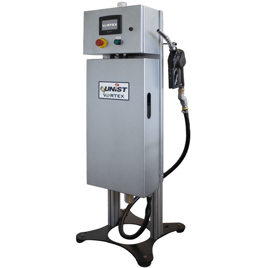 Industrial UNIST Vortex engine or generator with control panel and black hose attached