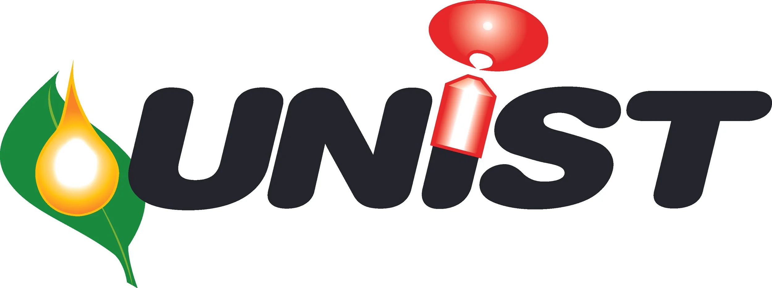 Unilist logo with a green leaf and a gradient yellow-orange drop on the left, and the word 'UNLIST' in black with a red droplet and metallic red drop shape acting as the letter 'I'.