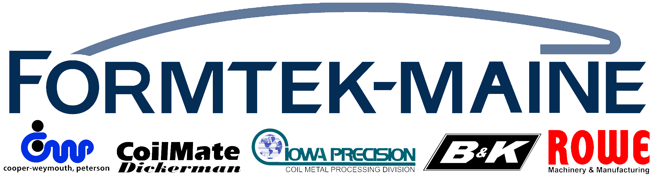 Logo with large text reading 'FORMTEK-MÁR' and smaller logos of coopersery, CoilMate, Iowa Precision, B & K, and ROWE Machinery & Manufacturing.